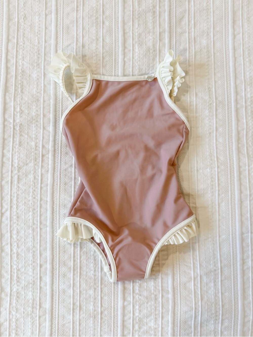 NWT Bonpoint Cecilia Baby Girl Pink Ruffle Swimsuit French Boutique 12M